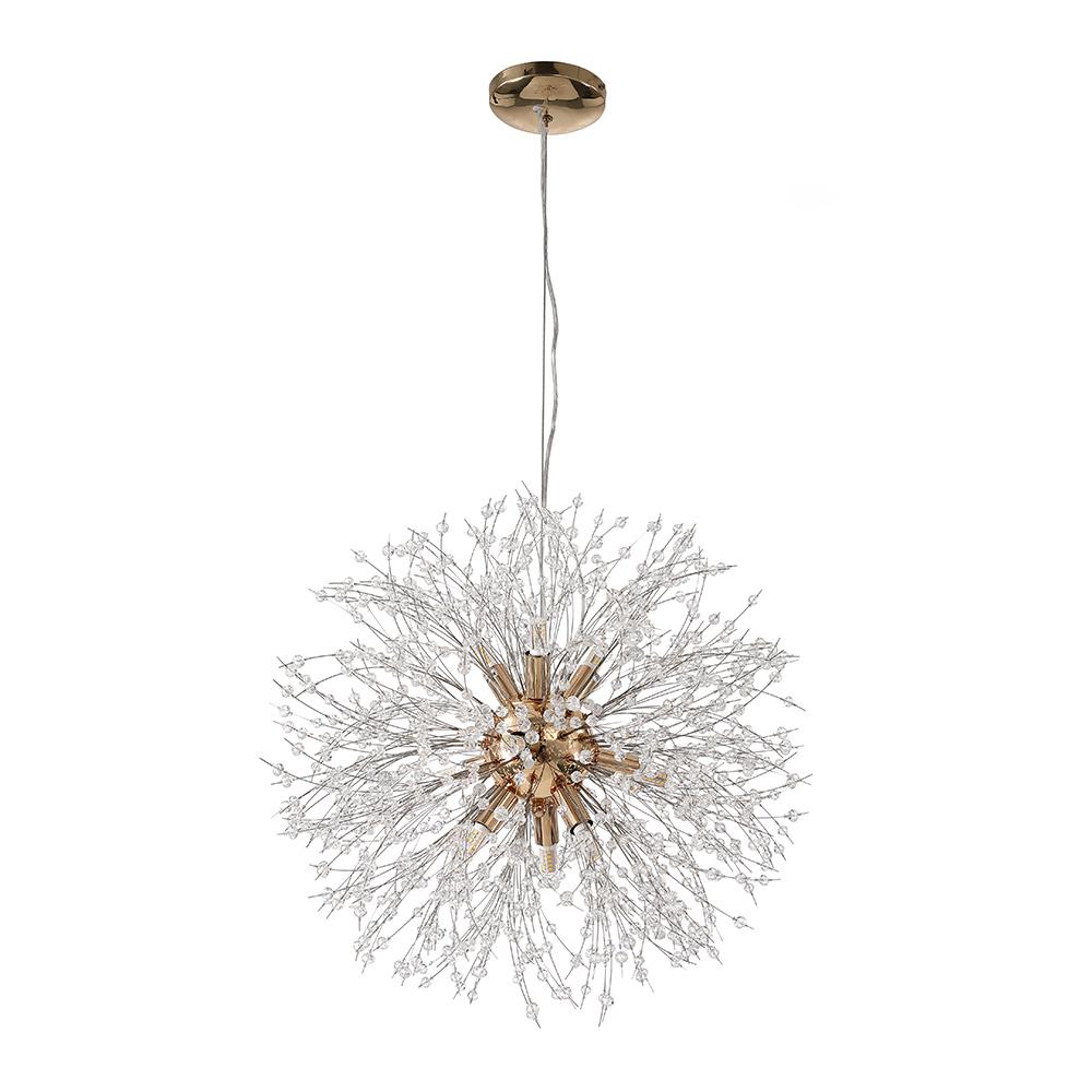 Pendant Chandelier Metal 60.0 cm Gold Dining Room Dandelion Ceiling Light Adjustable G9 Hanging Lamp Modern Sputnik Style | Thomler