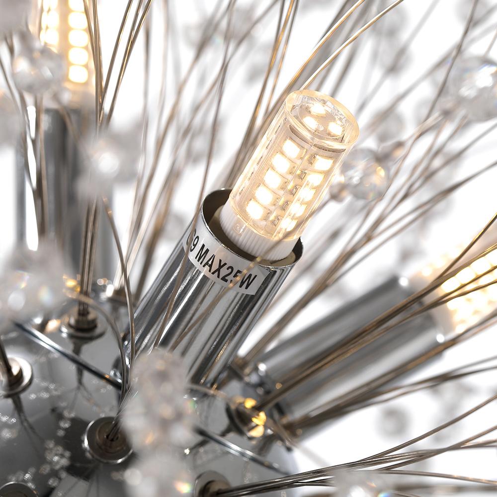 Pendant Chandelier Metal 60.0 cm Gold Dining Room Dandelion Ceiling Light Adjustable G9 Hanging Lamp Modern Sputnik Style | Thomler