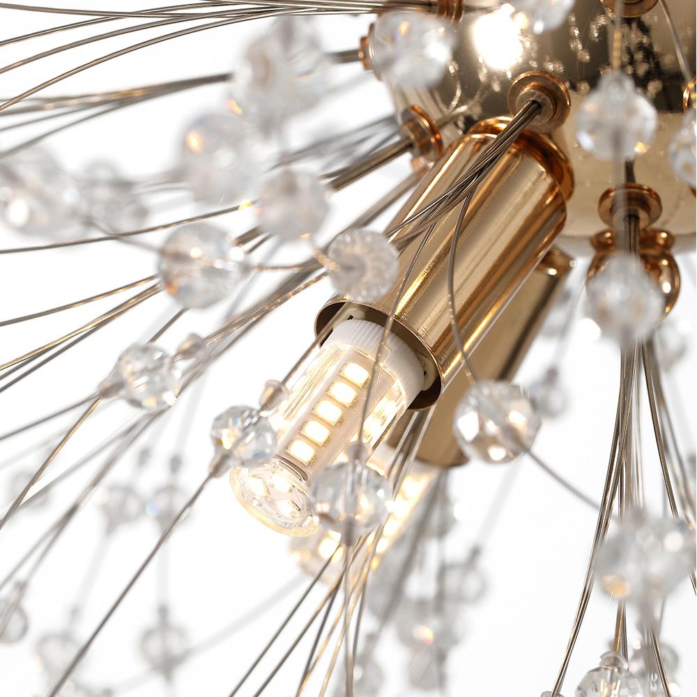 Pendant Chandelier Metal 60.0 cm Gold Dining Room Dandelion Ceiling Light Adjustable G9 Hanging Lamp Modern Sputnik Style | Thomler