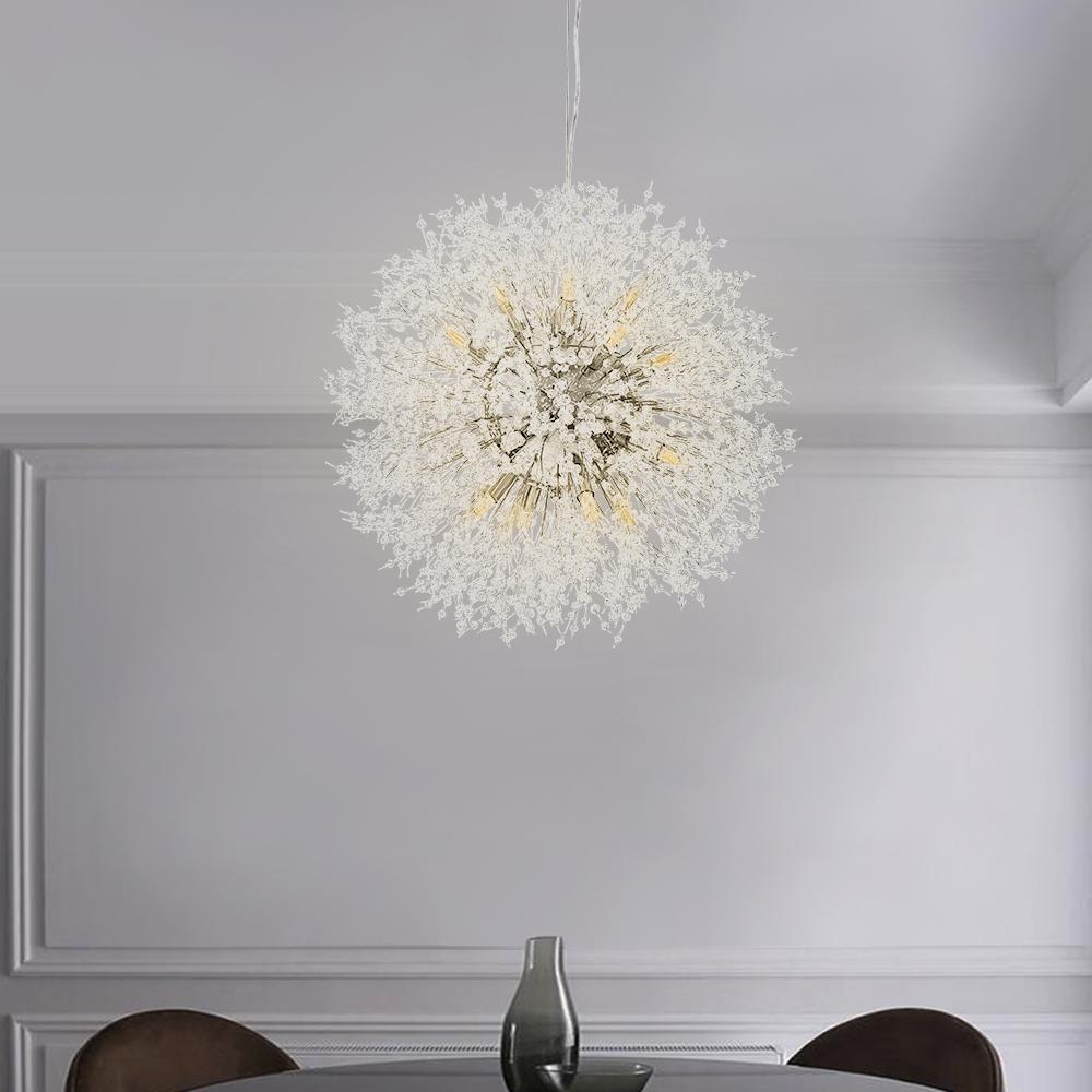 Pendant Chandelier Metal 60.0 cm Gold Dining Room Dandelion Ceiling Light Adjustable G9 Hanging Lamp Modern Sputnik Style | Thomler