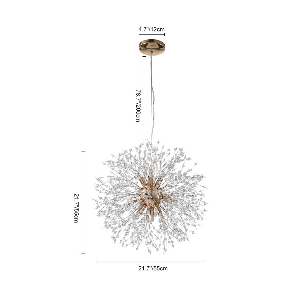 Pendant Chandelier Metal 60.0 cm Gold Dining Room Dandelion Ceiling Light Adjustable G9 Hanging Lamp Modern Sputnik Style | Thomler