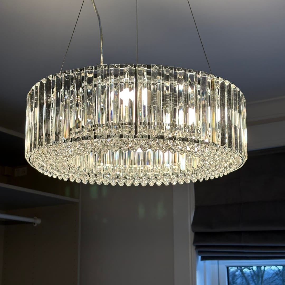 Kristallen Kroonluchter 6-Lichts Chroom Modern Rond 50cm Eetkamer Woonkamer | Sansoti