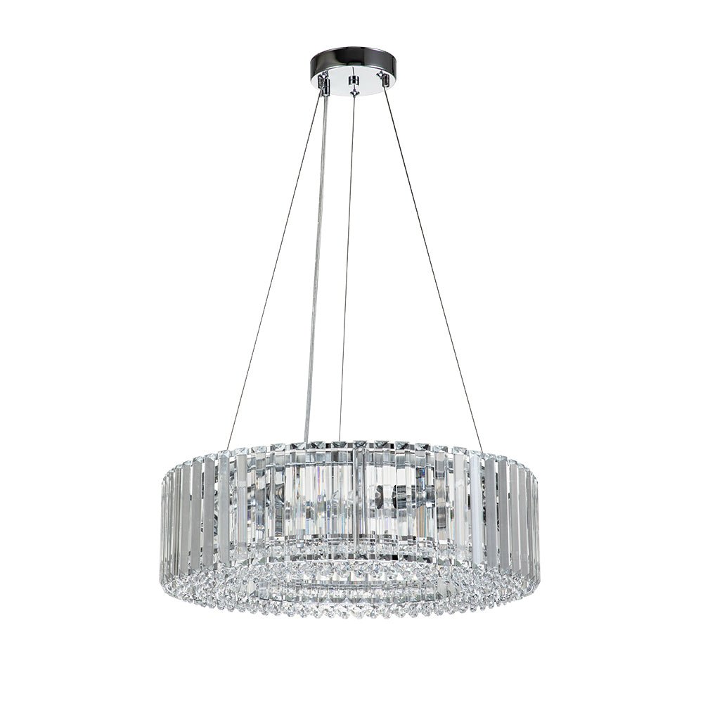 Kristallen Kroonluchter 6-Lichts Chroom Modern Rond 50cm Eetkamer Woonkamer | Sansoti