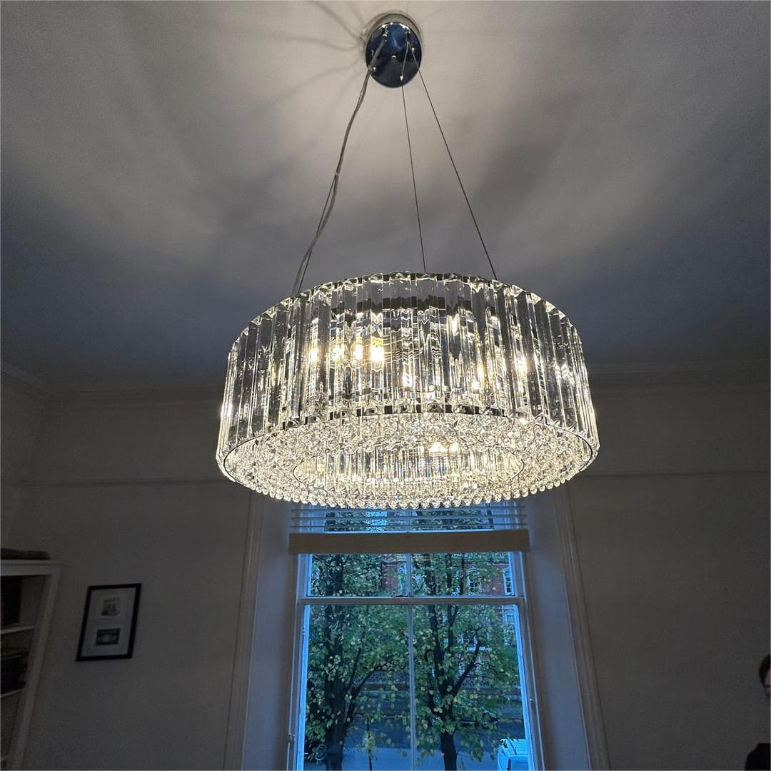Kristallen Kroonluchter 6-Lichts Chroom Modern Rond 50cm Eetkamer Woonkamer | Sansoti
