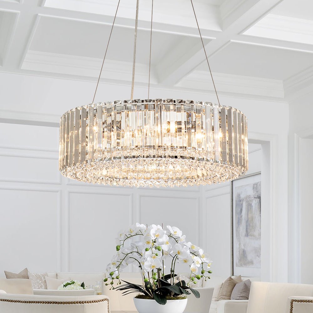 Kristallen Kroonluchter 6-Lichts Chroom Modern Rond 50cm Eetkamer Woonkamer | Sansoti