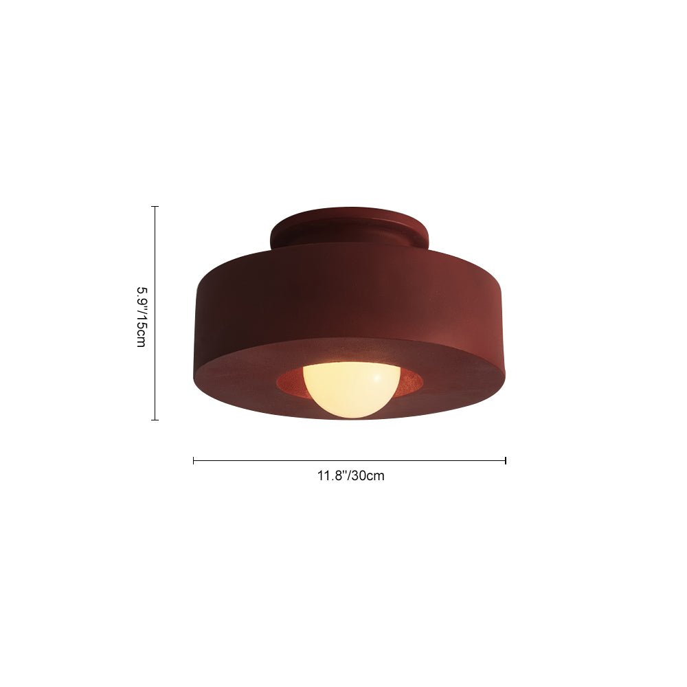 Ceiling Lamp Resin Cylinder 30.0 cm Red Green Black Living Room Bedroom Dimmable Flush Mount Nordic Wabi Sabi Light | Thomler