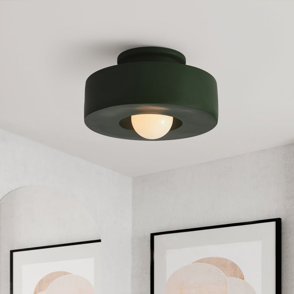 Ceiling Lamp Resin Cylinder 30.0 cm Red Green Black Living Room Bedroom Dimmable Flush Mount Nordic Wabi Sabi Light | Thomler