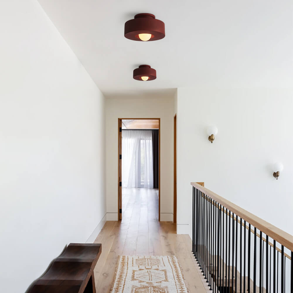Ceiling Lamp Resin Cylinder 30.0 cm Red Green Black Living Room Bedroom Dimmable Flush Mount Nordic Wabi Sabi Light | Thomler