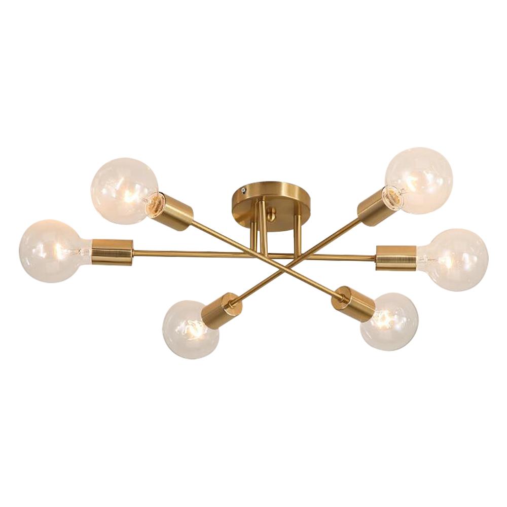 Ceiling Light Brass 60.0 cm Semi-Flush Low Ceiling 6-Point Indoor Lighting Fixture | Thomler