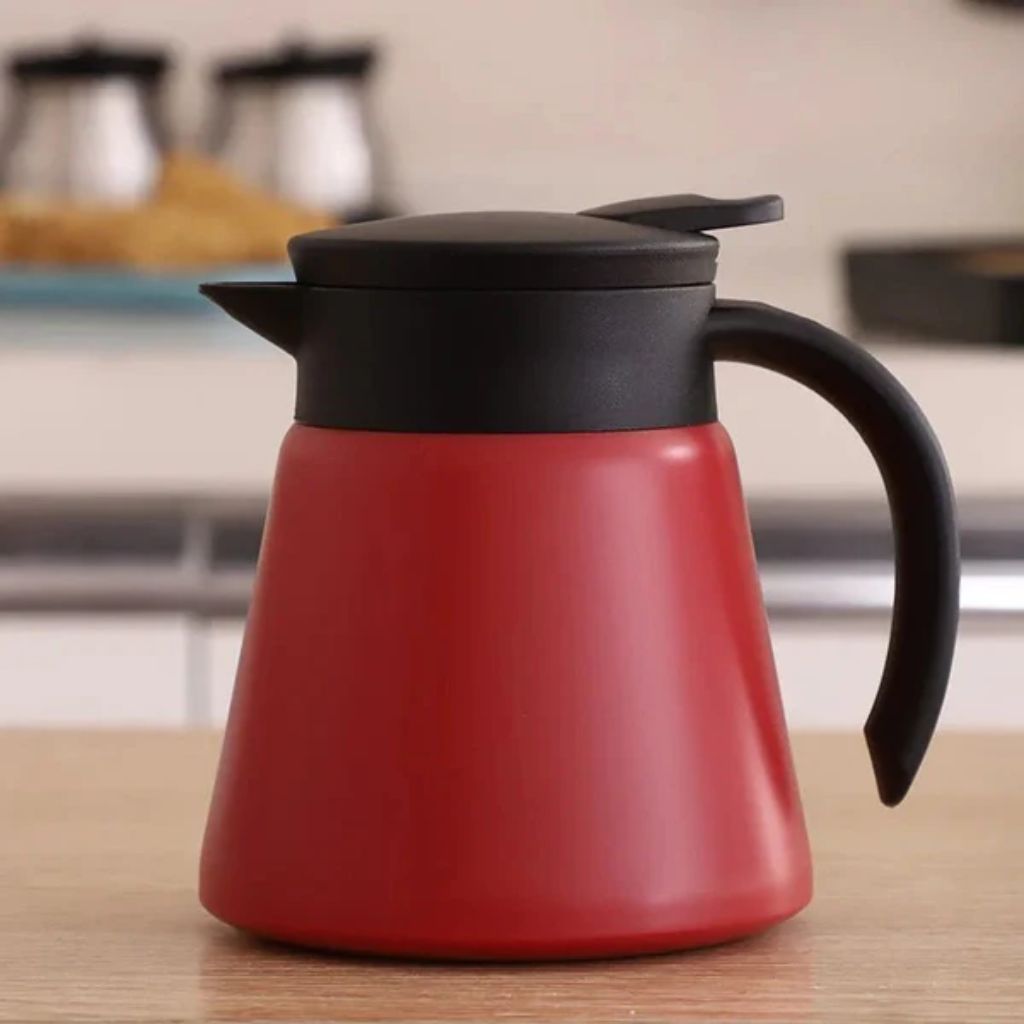 Stainless Steel Vacuum Carafe 20 oz – Double-Wall Insulated Coffee & Tea Server with Push-Button Spout for Kitchen, Office & Everyday Use | Thomler