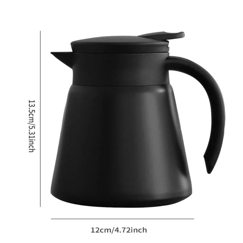 Stainless Steel Vacuum Carafe 20 oz – Double-Wall Insulated Coffee & Tea Server with Push-Button Spout for Kitchen, Office & Everyday Use | Thomler