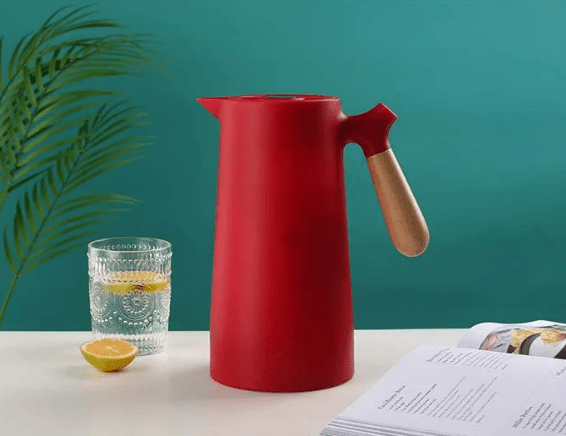 Insulated Glass Carafe with Wood Handle for Coffee Tea Water 34 oz Hot Cold Beverage Pitcher Vacuum Flask | Thomler