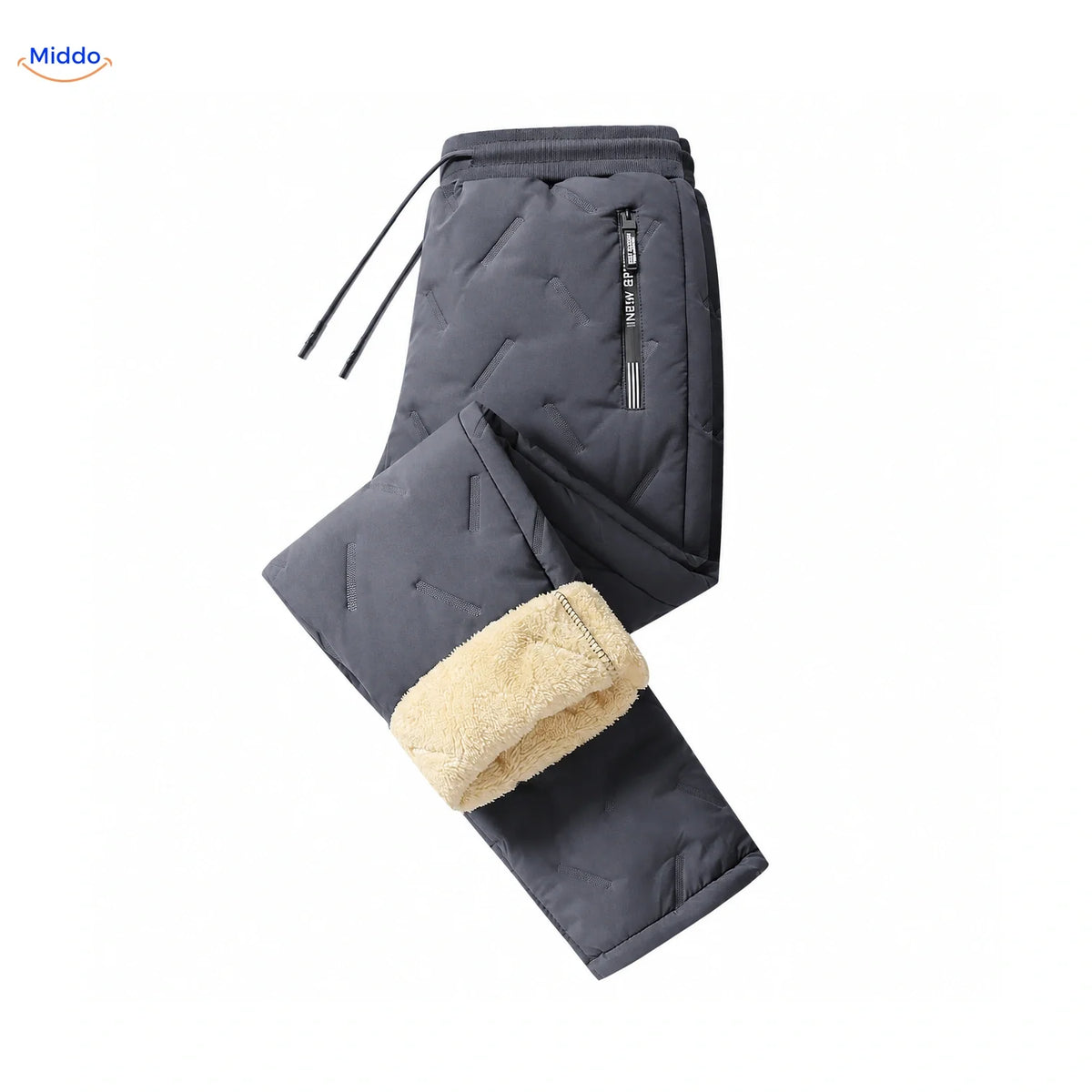 Fleece-Lined Insulated Joggers for Men – Adjustable Drawstring Winter Pants Black Gray Ribbed Cuff | Thomler