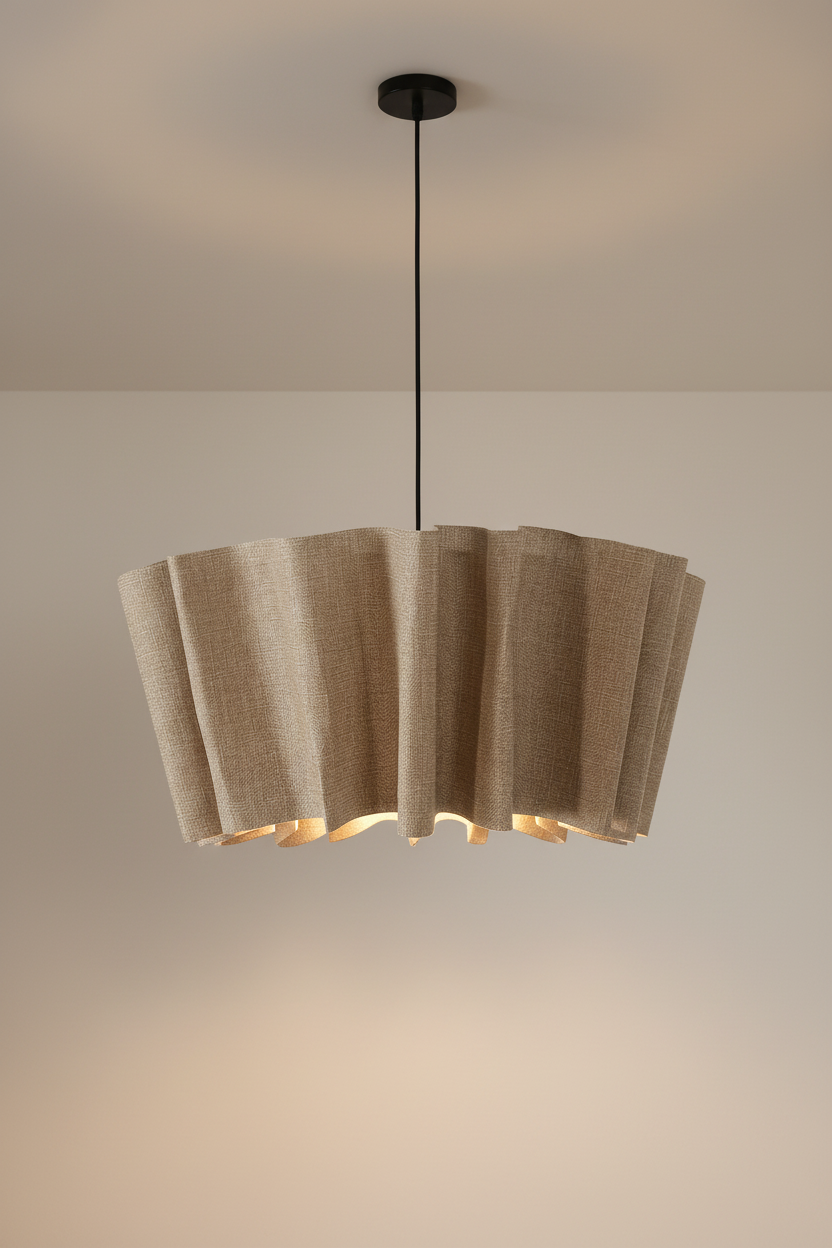 Pendant Light Fabric Shade 15.7 in Hanging Living Room Minimalist Modern Ceiling Lighting Japandi Style E27 Fixture | Thomler