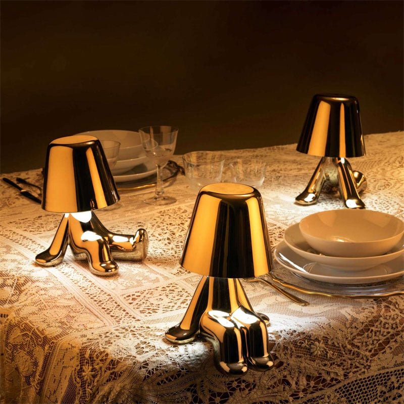 Table Lamp Gold Iron 7 in Wireless LED Desk Reading Portable Touch Control Bedroom Study Light | Thomler