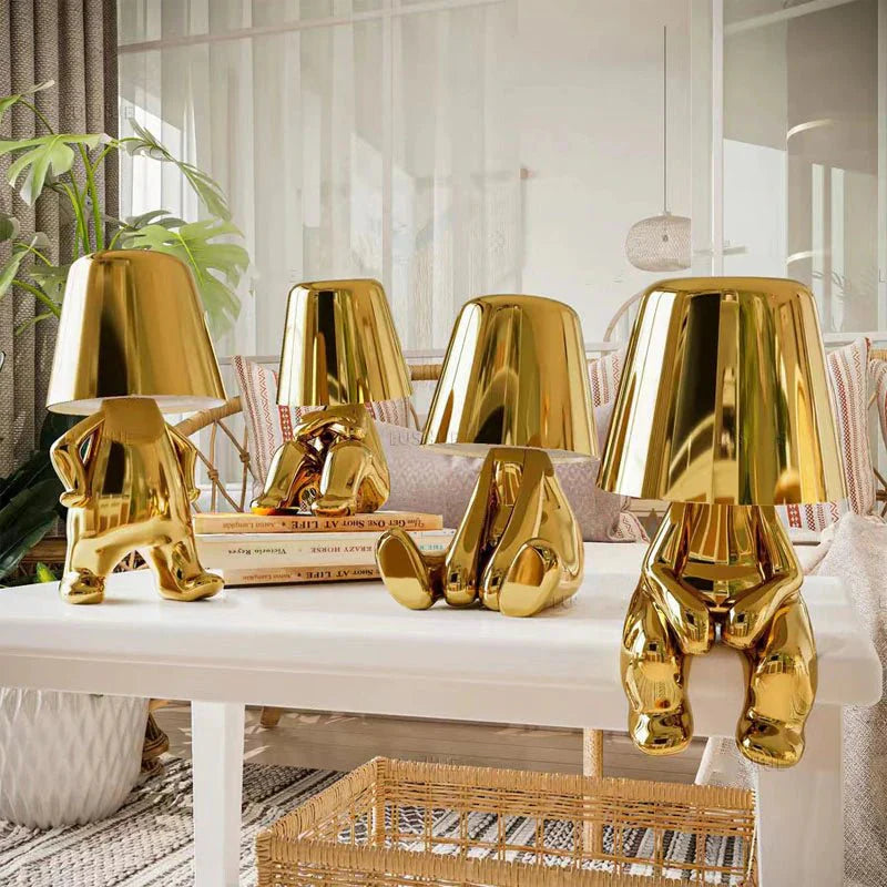 Table Lamp Gold Iron 7 in Wireless LED Desk Reading Portable Touch Control Bedroom Study Light | Thomler