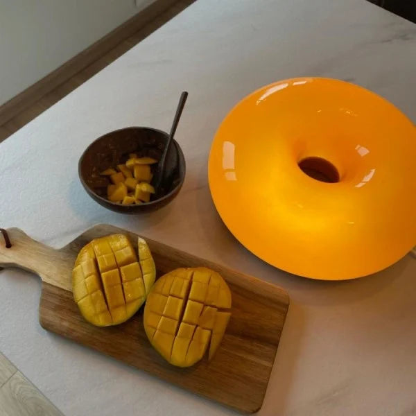 Wall Lamp Glass 9.8 in Donut Shape Orange Modern Interiors Touch Activated LED Ambient Lighting | Thomler