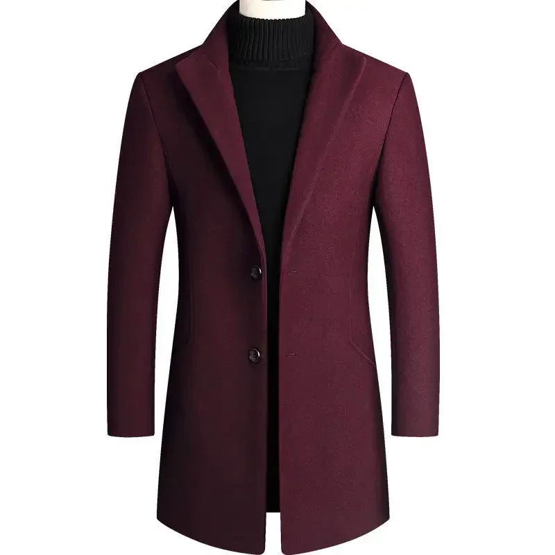 Men's Notch Collar Tailored Overcoat in Soft Blended Wool for Fall & Winter | Thomler