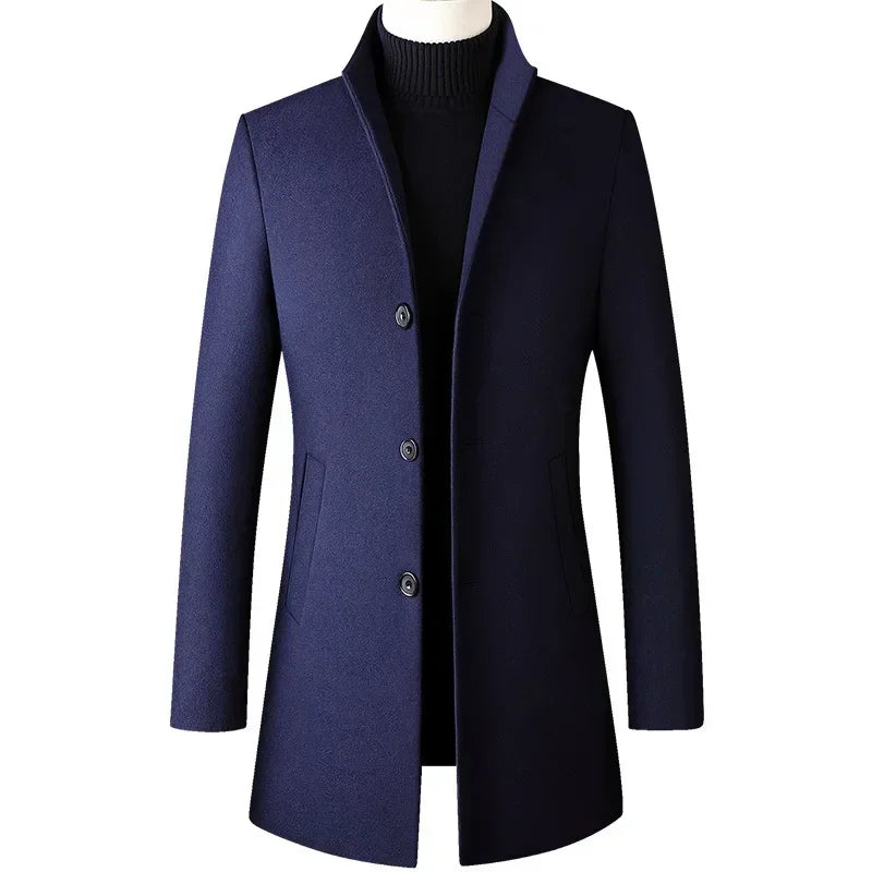 Men's Notch Collar Tailored Overcoat in Soft Blended Wool for Fall & Winter | Thomler