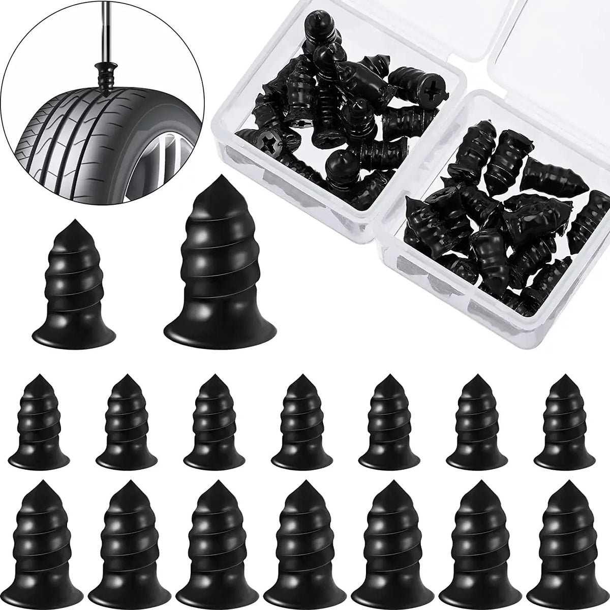 Tubeless Tire Repair Screws for Cars, Trucks & Motorcycles – Professional Rubber Plugs for Puncture Repair | Thomler