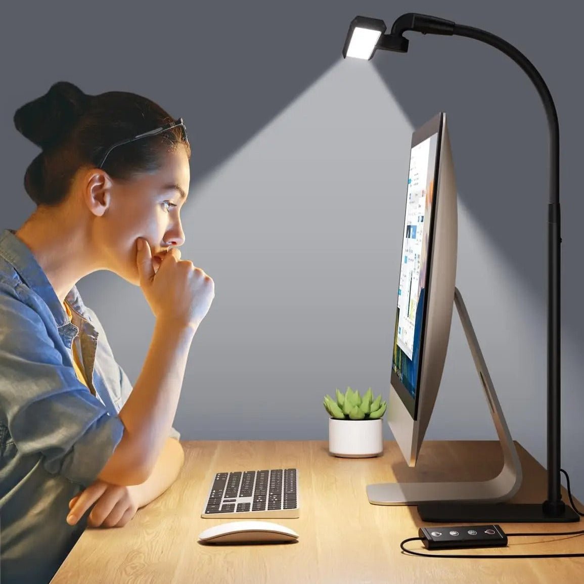 Adjustable Task Light with 5 Brightness Settings – Gooseneck Arm for Home Office & Bedside | Thomler
