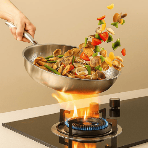 Nonstick Frying Pan with Titanium Coating for Gas Induction Electric Stovetops Metal Utensil Safe Hammered Skillet Dishwasher Safe | Thomler