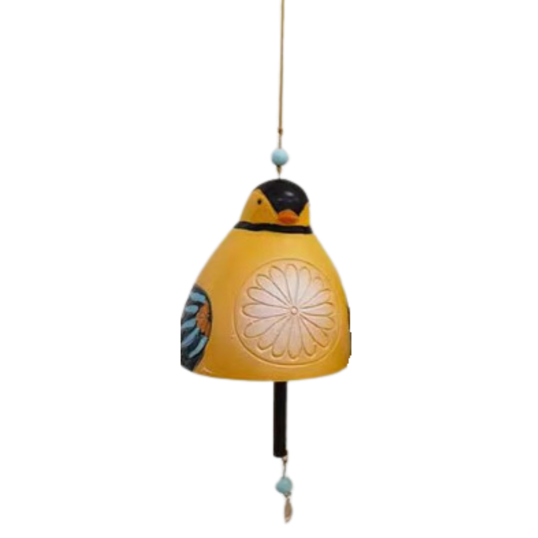 Hand-Painted Resin Bell Wind Chime – Colorful Garden Bird Accent for Yard, Patio & Porch | Thomler