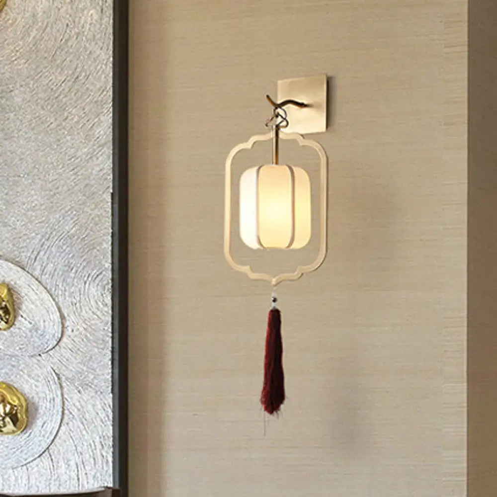 Vintage Gold Wall Sconce with Lantern Shade for Bedroom & Hallway | Classic Decorative Candelabra Hardwired Fixture | 33.5 in Tall Accent | Thomler