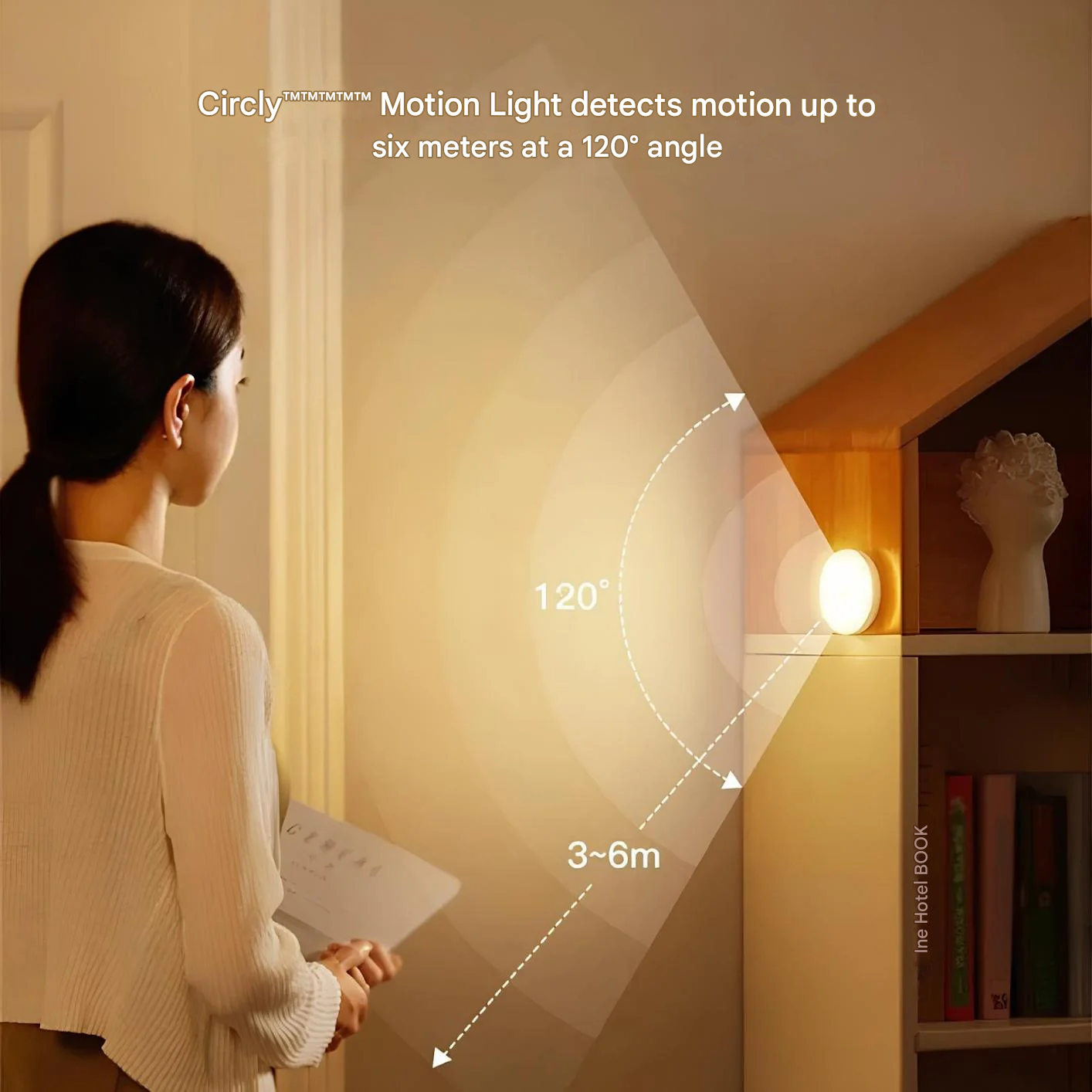 Motion Sensor Lamp ABS Plastic 8.0 cm Wireless Hallway Bedroom Night Light USB Rechargeable Automatic Wall Light | Thomler