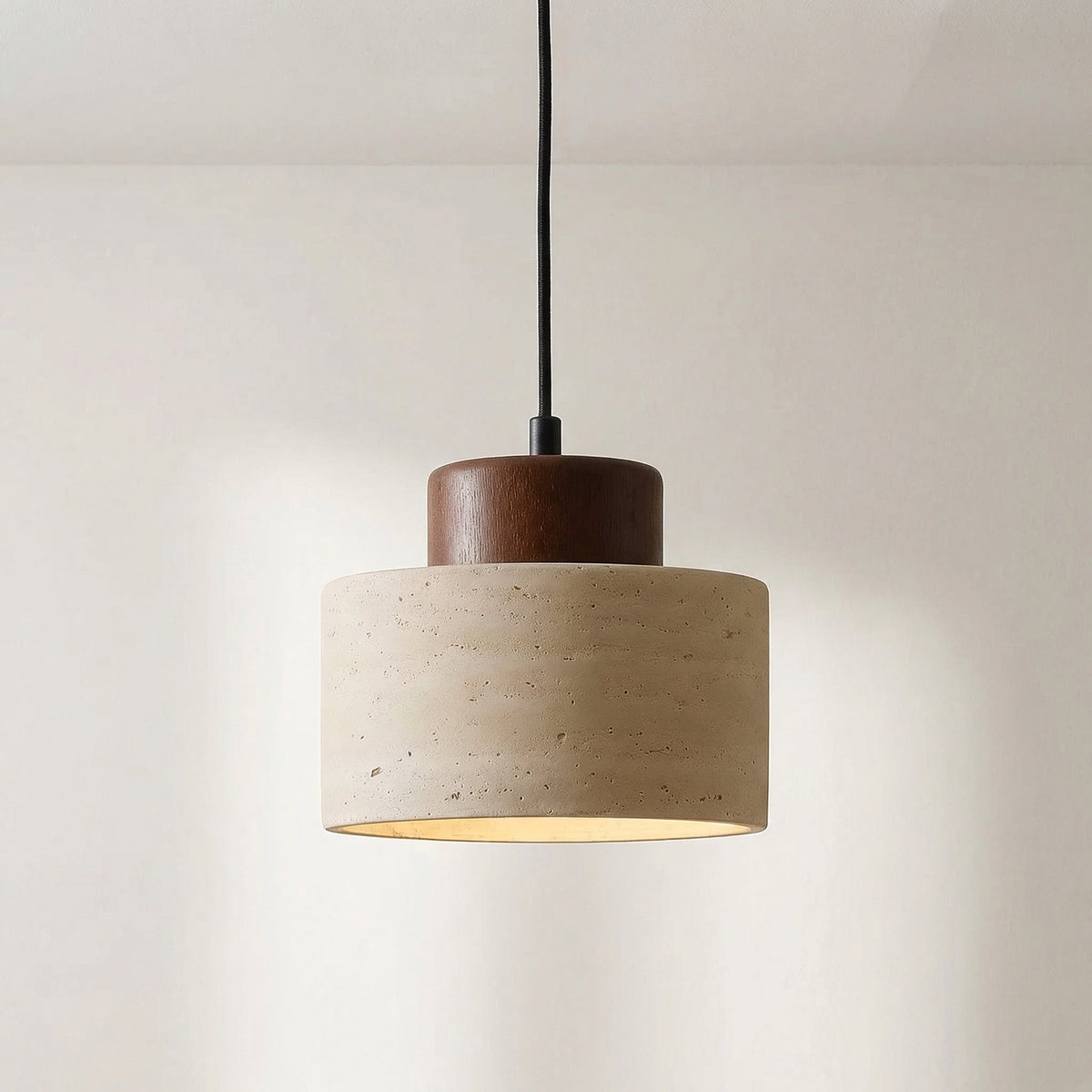 Travertine Stone Pendant Light – Adjustable Wabi-Sabi Ceiling Fixture for Kitchen Island, Dining Room & Living Room – Warm LED Lighting | Thomler