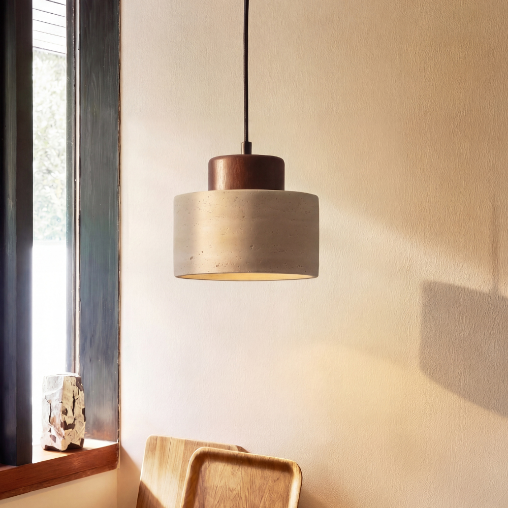 Travertine Stone Pendant Light – Adjustable Wabi-Sabi Ceiling Fixture for Kitchen Island, Dining Room & Living Room – Warm LED Lighting | Thomler