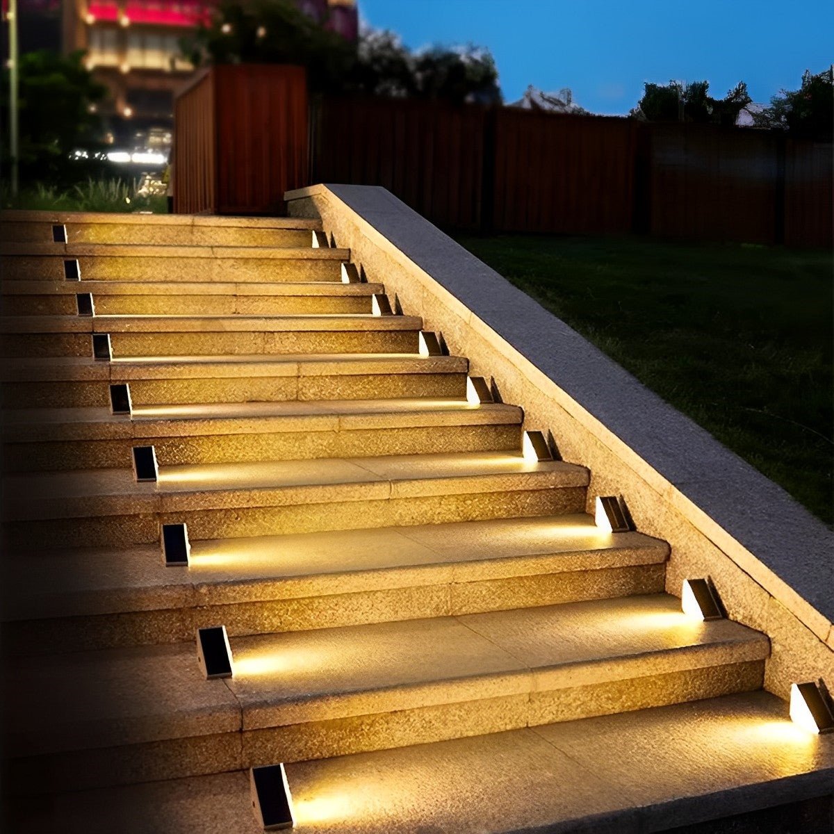 Solar Stair Light LED 7.0 cm Motion Sensor Waterproof Outdoor Step Pathway Lighting Warm White | Thomler