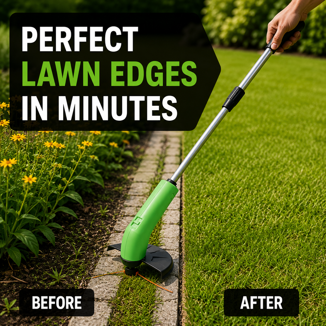 Battery-Powered Handheld Lawn Edger Compact Garden Tool for Trimming Grass Edges Pathways Borders Adjustable Lightweight Yard Maintenance | Thomler