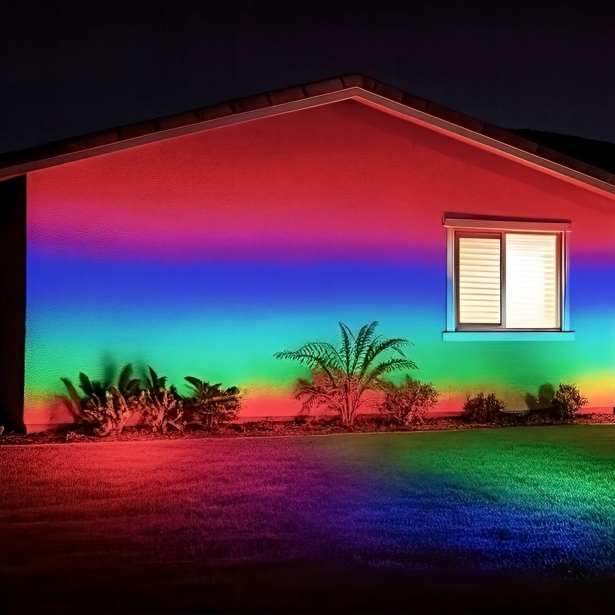 Outdoor Spotlight Cast Aluminium 50W RGB Black Garden Facade Landscape Colour Changing Flood Light With Remote Control IP65 | Thomler