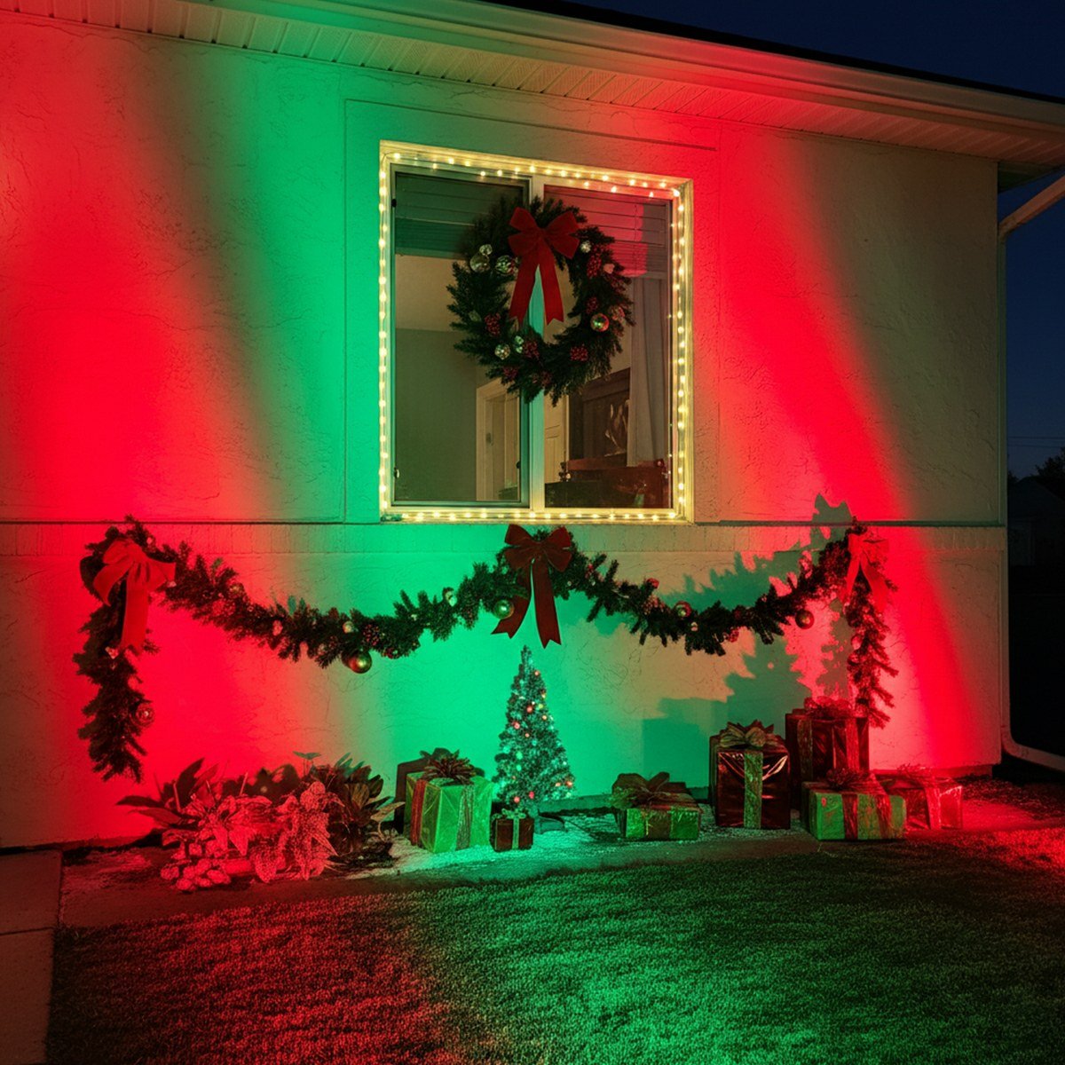Outdoor Spotlight Cast Aluminium 50W RGB Black Garden Facade Landscape Colour Changing Flood Light With Remote Control IP65 | Thomler