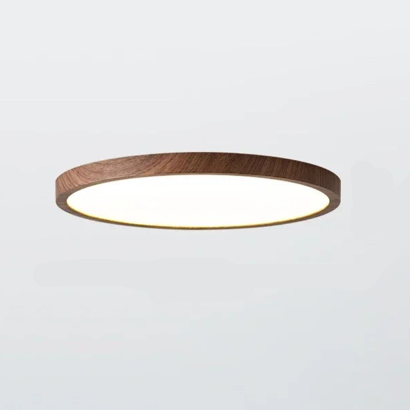 Round Wood-Look LED Ceiling Light – 1 in Slim Profile – 3 Color Temps – Contemporary Flush Mount for Living Room, Bedroom & Dining Room | Thomler