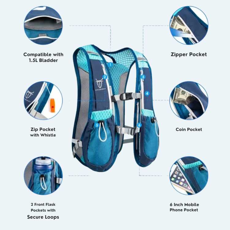 Lightweight Trail Running Hydration Pack Vest with Adjustable Fit for Marathon & Outdoor Hiking | Thomler