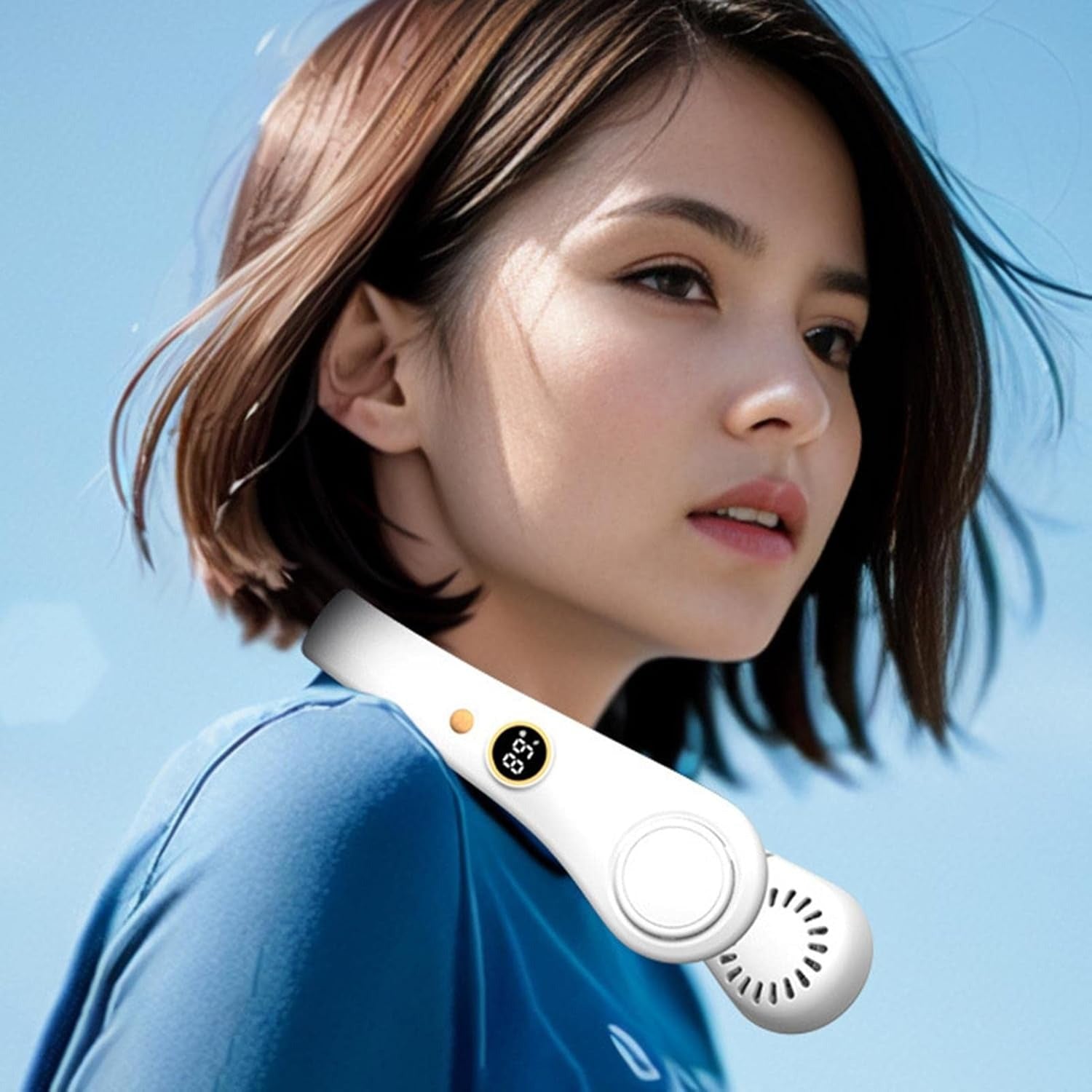 Hands-Free Wearable Personal Neck Fan with 5 Speeds and Dual Bladeless Air Vents for Outdoor Sports Hiking Gym Running Travel Summer Heat | Thomler