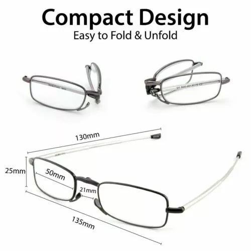 Compact Folding Reading Glasses with Protective Case – Unisex Pocket Readers for Men & Women, Travel-Friendly Foldable Eyeglasses | Thomler