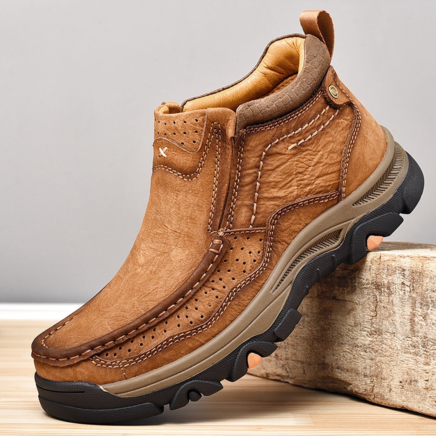 Leather High-Top Ankle Boot Orthopedic Arch Support Walking Sneakers for Men & Women | Posture Correcting Slip-On Athletic Footwear | Thomler