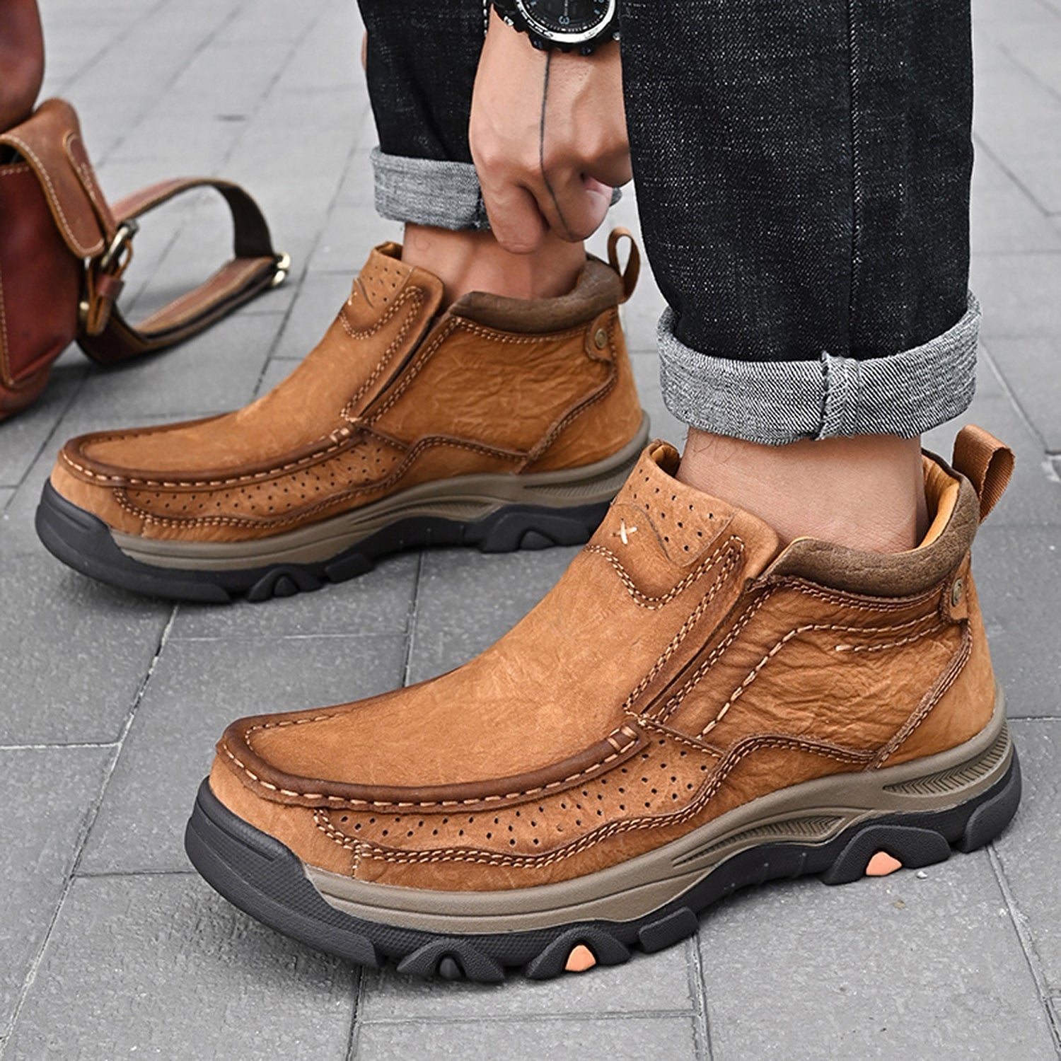 Leather High-Top Ankle Boot Orthopedic Arch Support Walking Sneakers for Men & Women | Posture Correcting Slip-On Athletic Footwear | Thomler