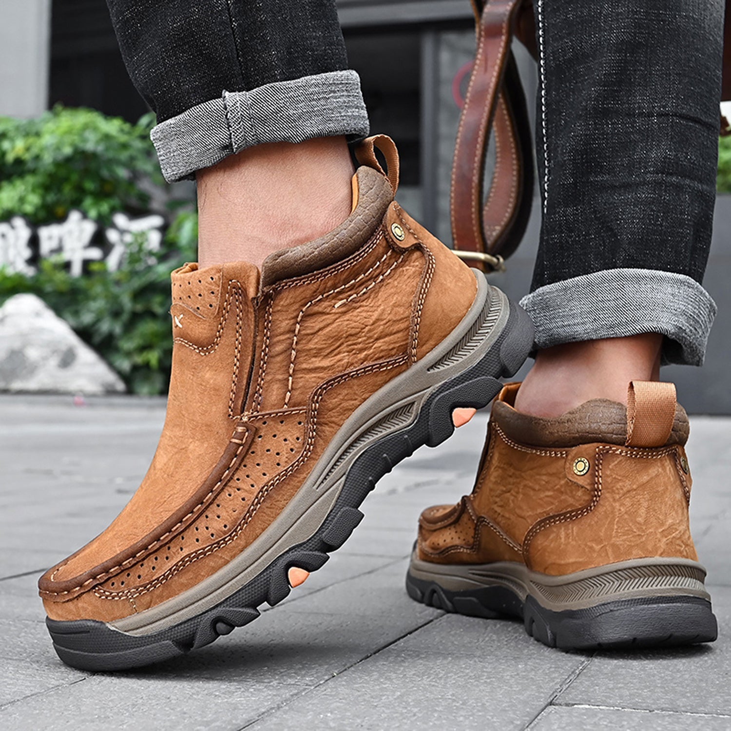 Leather High-Top Ankle Boot Orthopedic Arch Support Walking Sneakers for Men & Women | Posture Correcting Slip-On Athletic Footwear | Thomler
