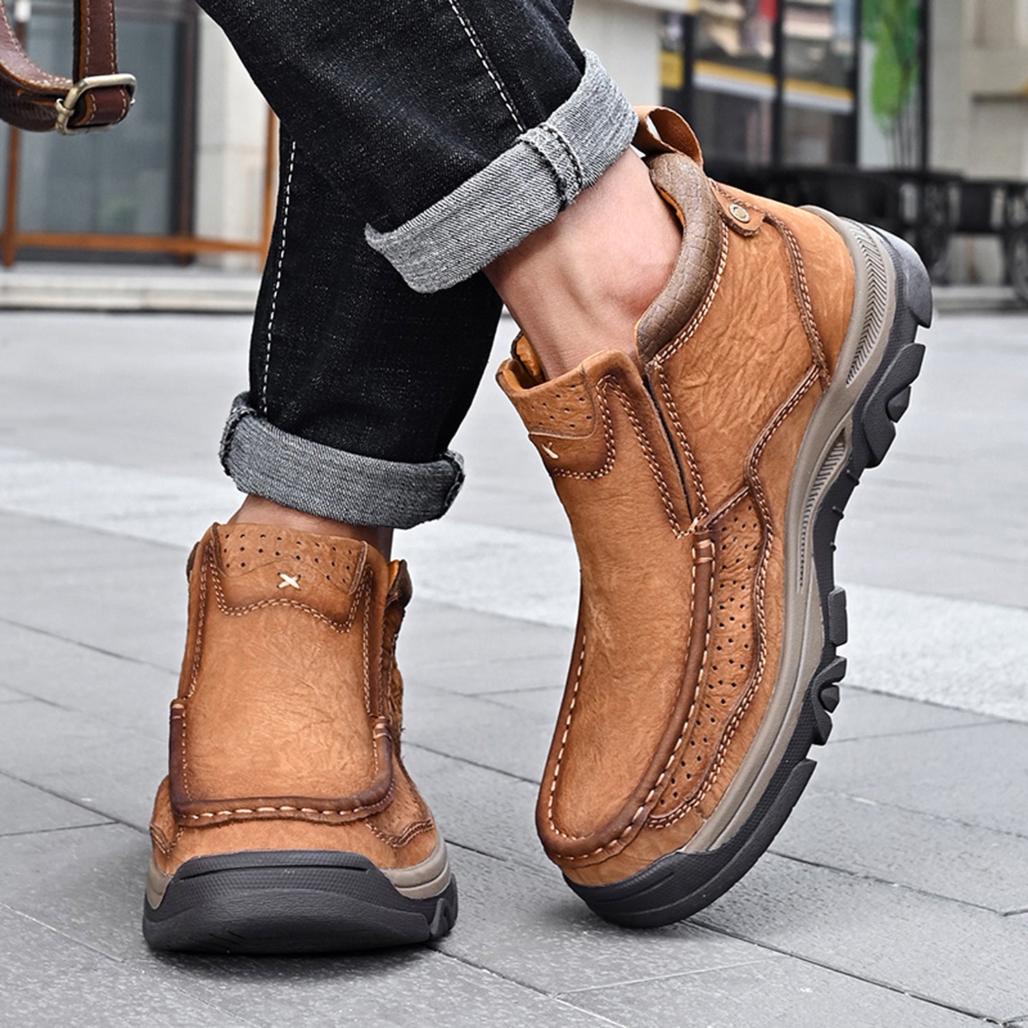 Leather High-Top Ankle Boot Orthopedic Arch Support Walking Sneakers for Men & Women | Posture Correcting Slip-On Athletic Footwear | Thomler