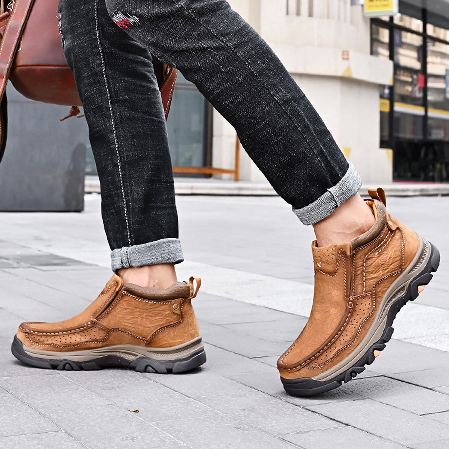 Leather High-Top Ankle Boot Orthopedic Arch Support Walking Sneakers for Men & Women | Posture Correcting Slip-On Athletic Footwear | Thomler