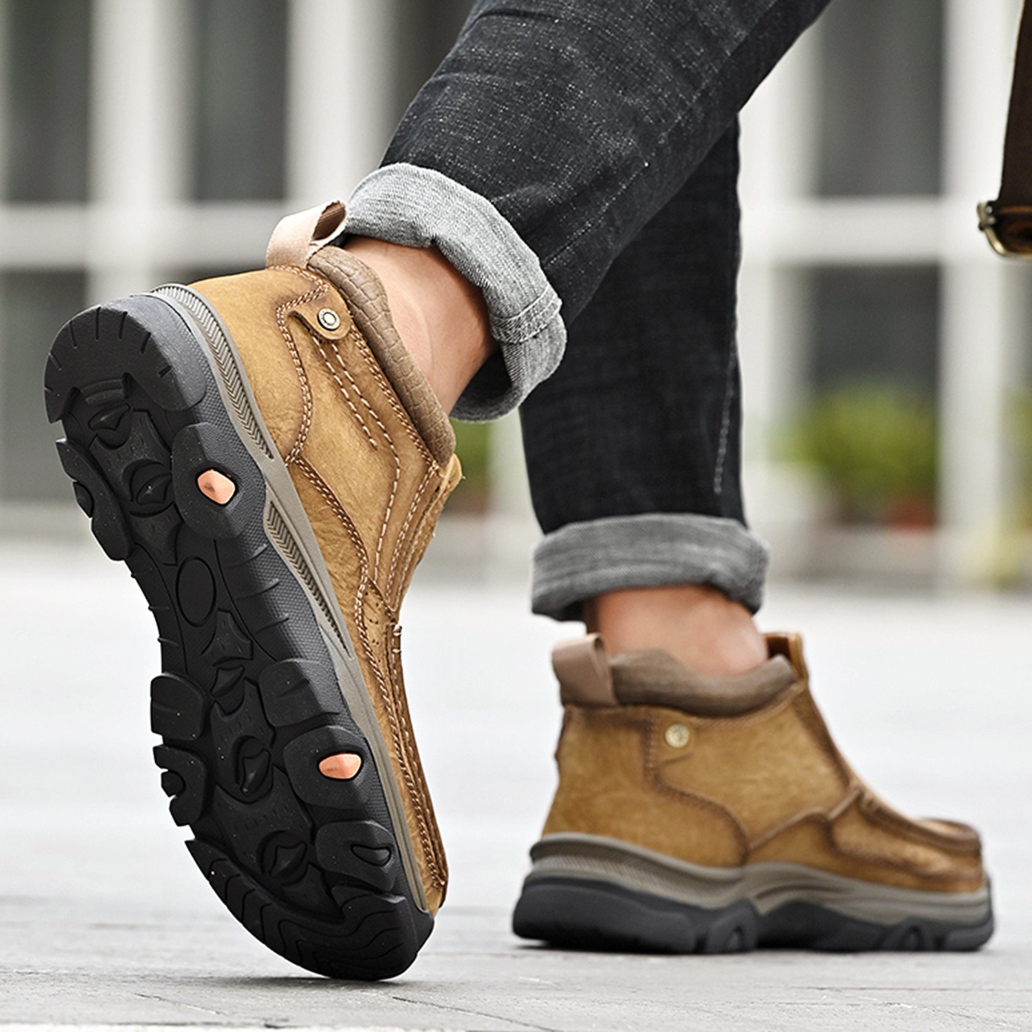 Leather High-Top Ankle Boot Orthopedic Arch Support Walking Sneakers for Men & Women | Posture Correcting Slip-On Athletic Footwear | Thomler