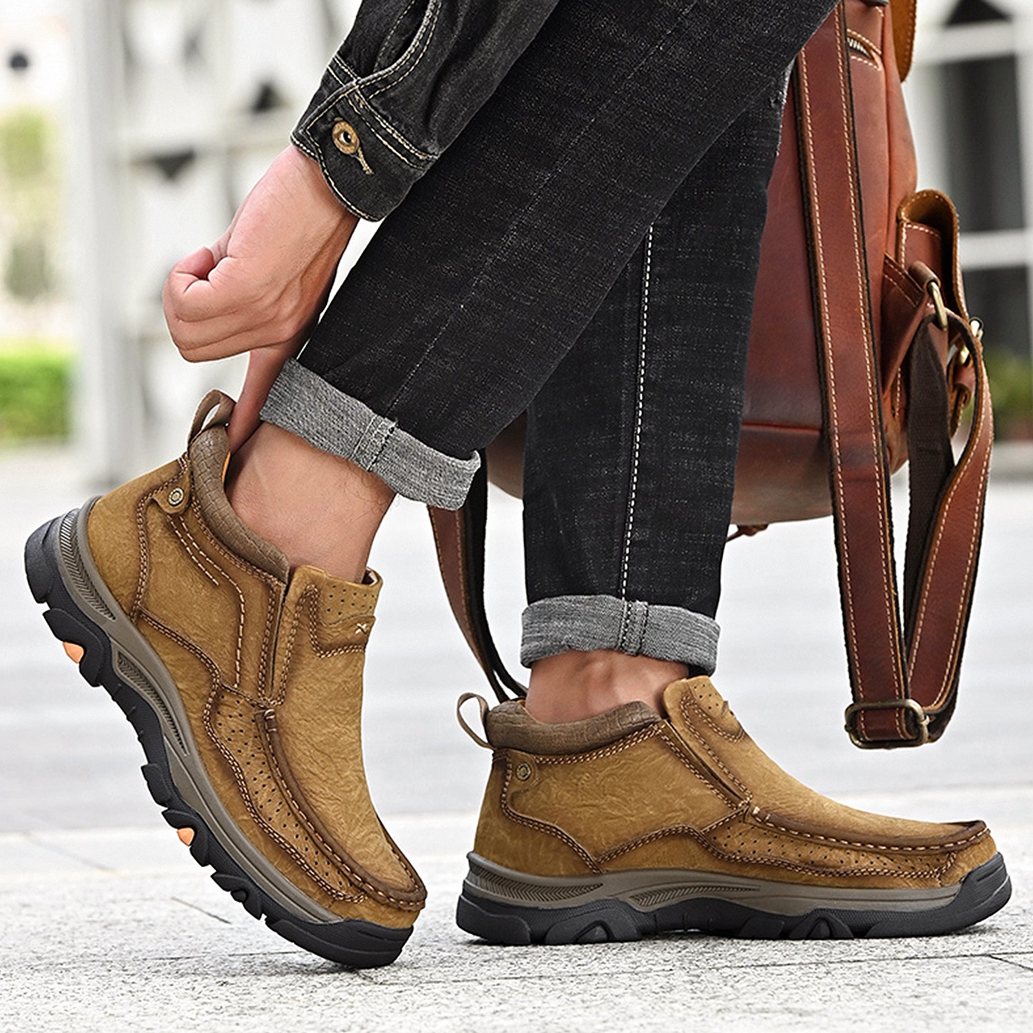 Leather High-Top Ankle Boot Orthopedic Arch Support Walking Sneakers for Men & Women | Posture Correcting Slip-On Athletic Footwear | Thomler