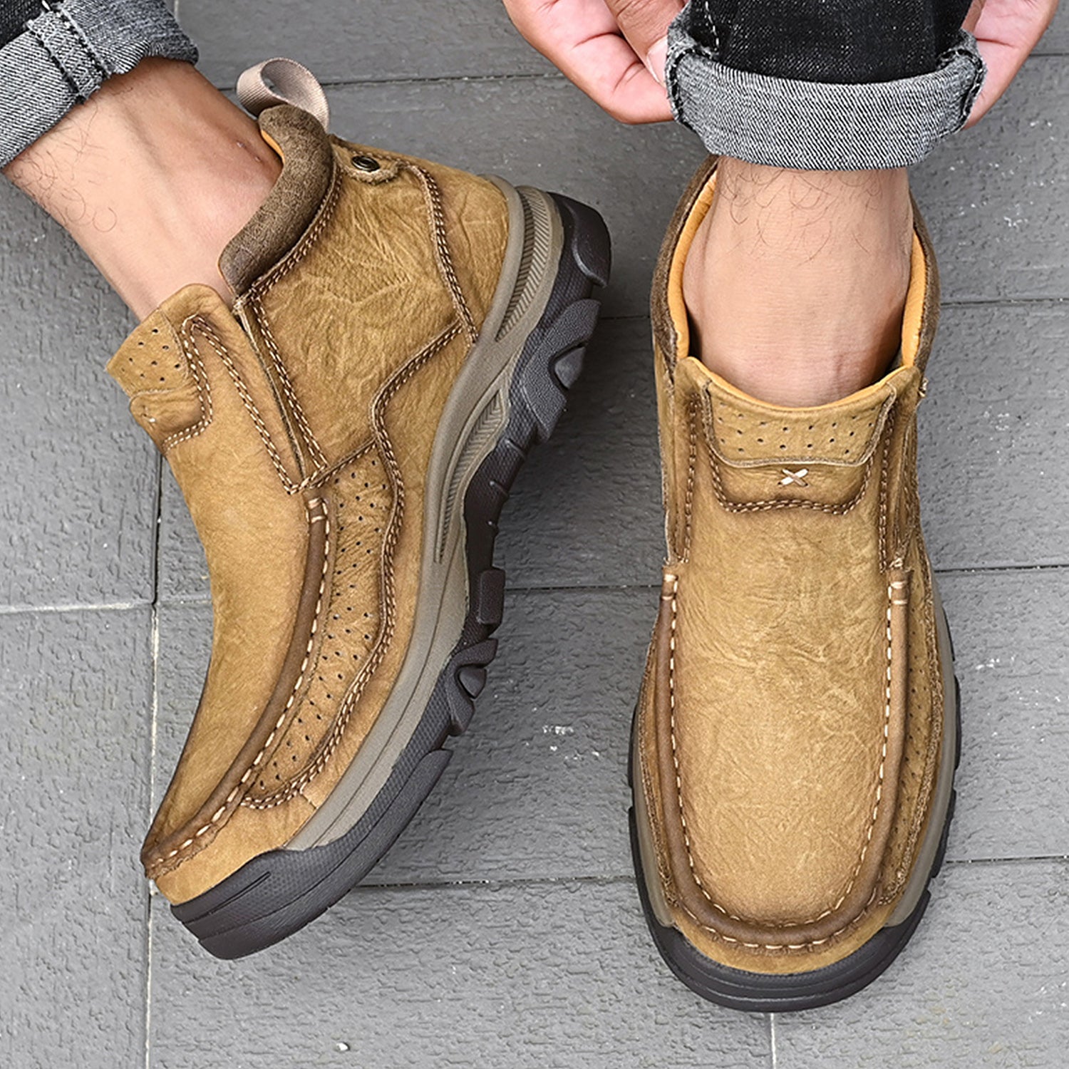 Leather High-Top Ankle Boot Orthopedic Arch Support Walking Sneakers for Men & Women | Posture Correcting Slip-On Athletic Footwear | Thomler