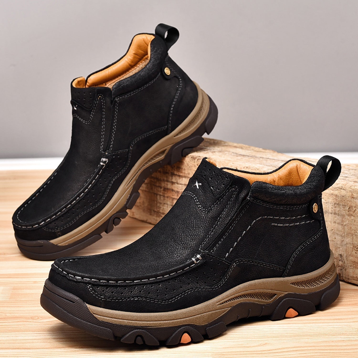 Leather High-Top Ankle Boot Orthopedic Arch Support Walking Sneakers for Men & Women | Posture Correcting Slip-On Athletic Footwear | Thomler