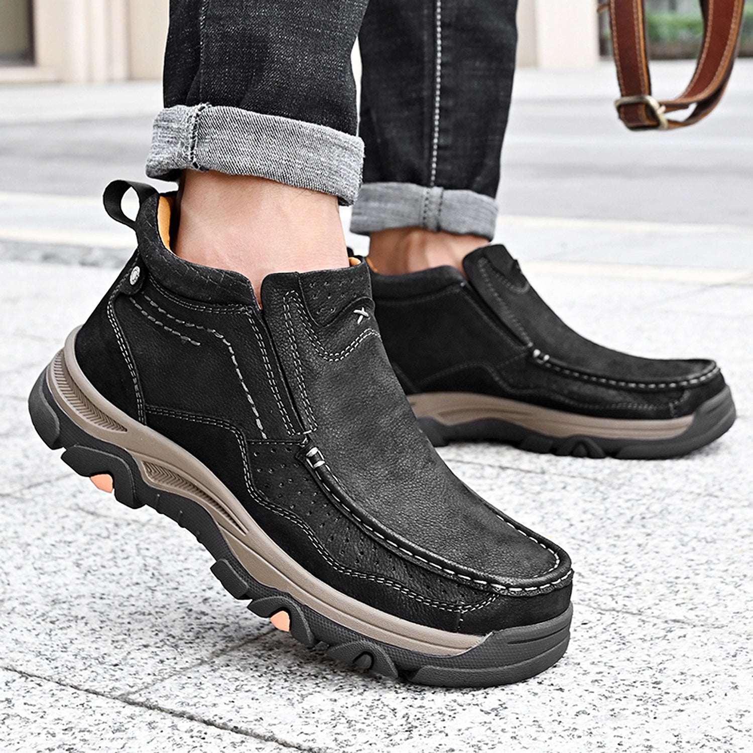 Leather High-Top Ankle Boot Orthopedic Arch Support Walking Sneakers for Men & Women | Posture Correcting Slip-On Athletic Footwear | Thomler