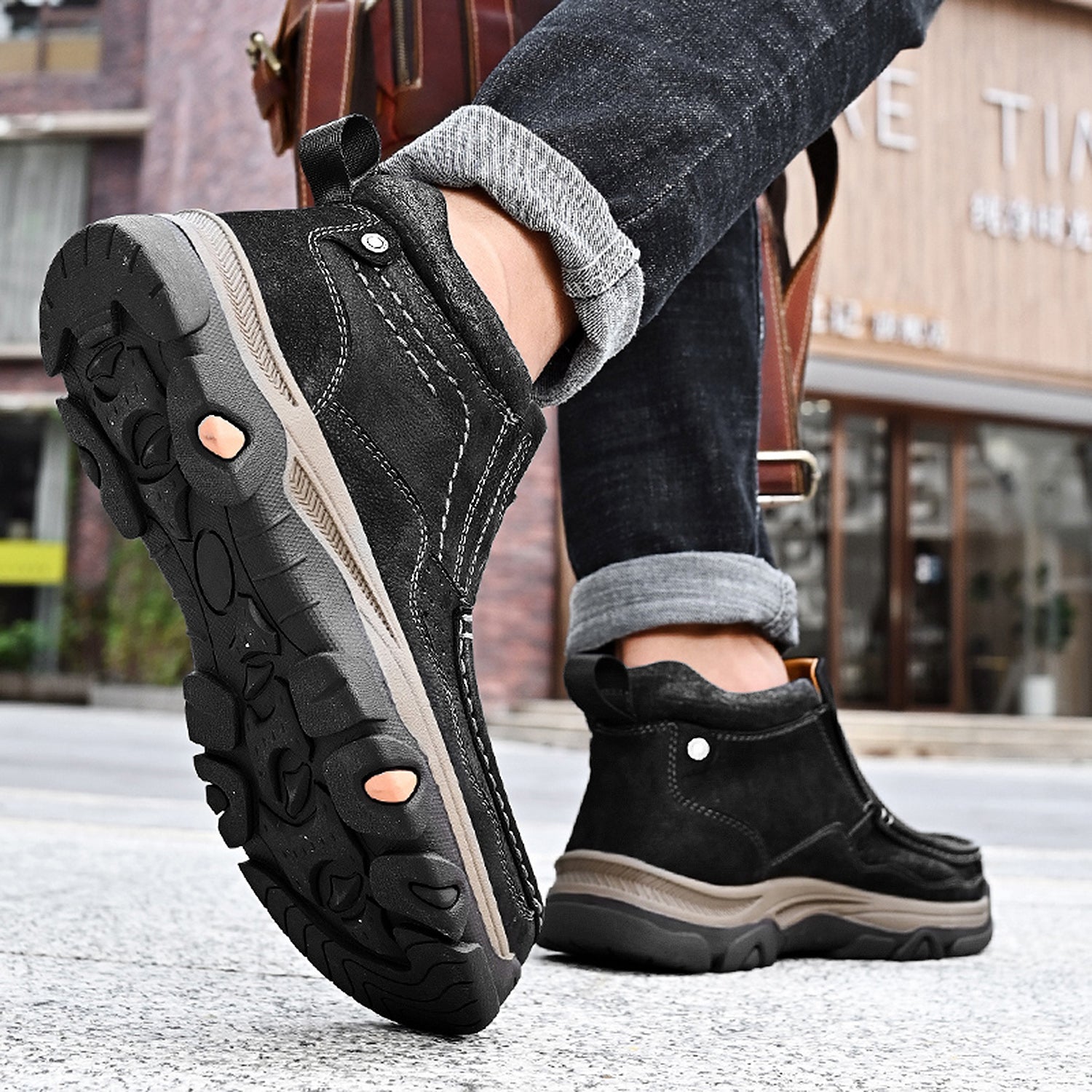 Leather High-Top Ankle Boot Orthopedic Arch Support Walking Sneakers for Men & Women | Posture Correcting Slip-On Athletic Footwear | Thomler